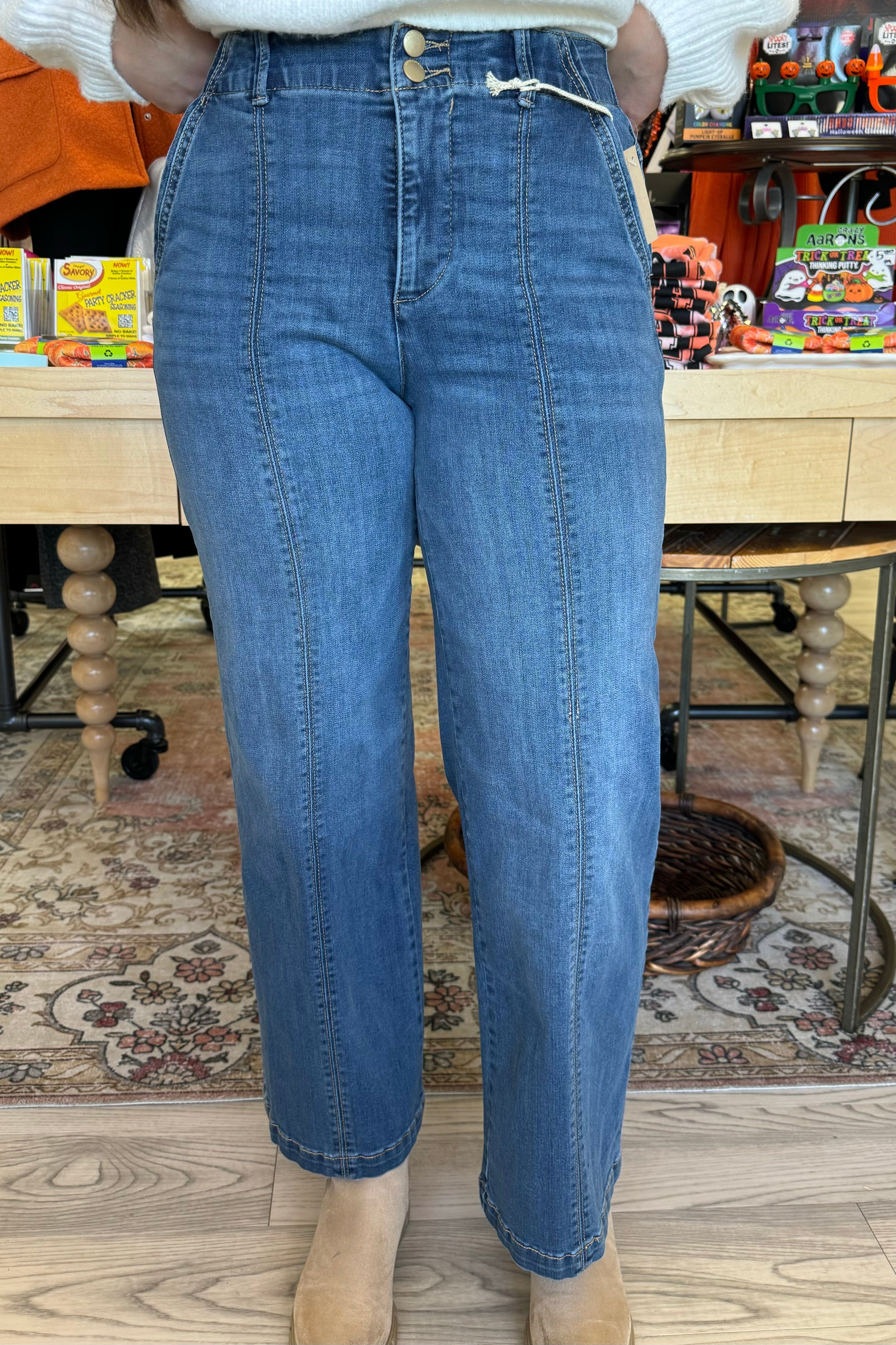 &quot;Ab&quot;solution Skyrise Center Front Seam Wide Leg Jeans JEANS DEMOCRACY 