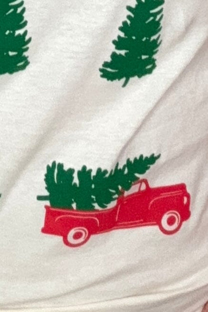 Trees with Red Truck Tee MISSY BASIC KNIT K Lane&