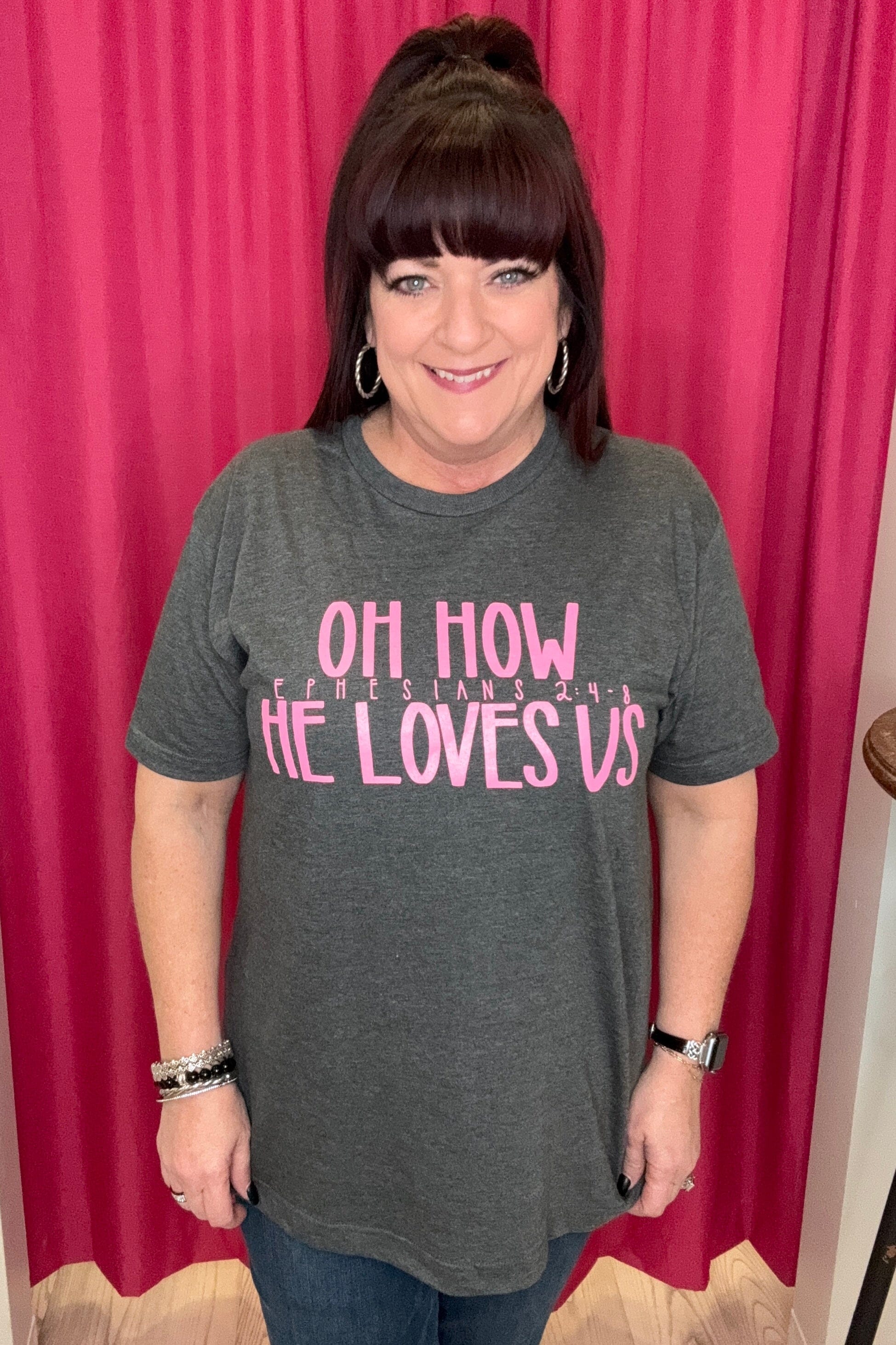 Oh How He Loves Us Graphic Tee MISSY BASIC KNIT K Lane&