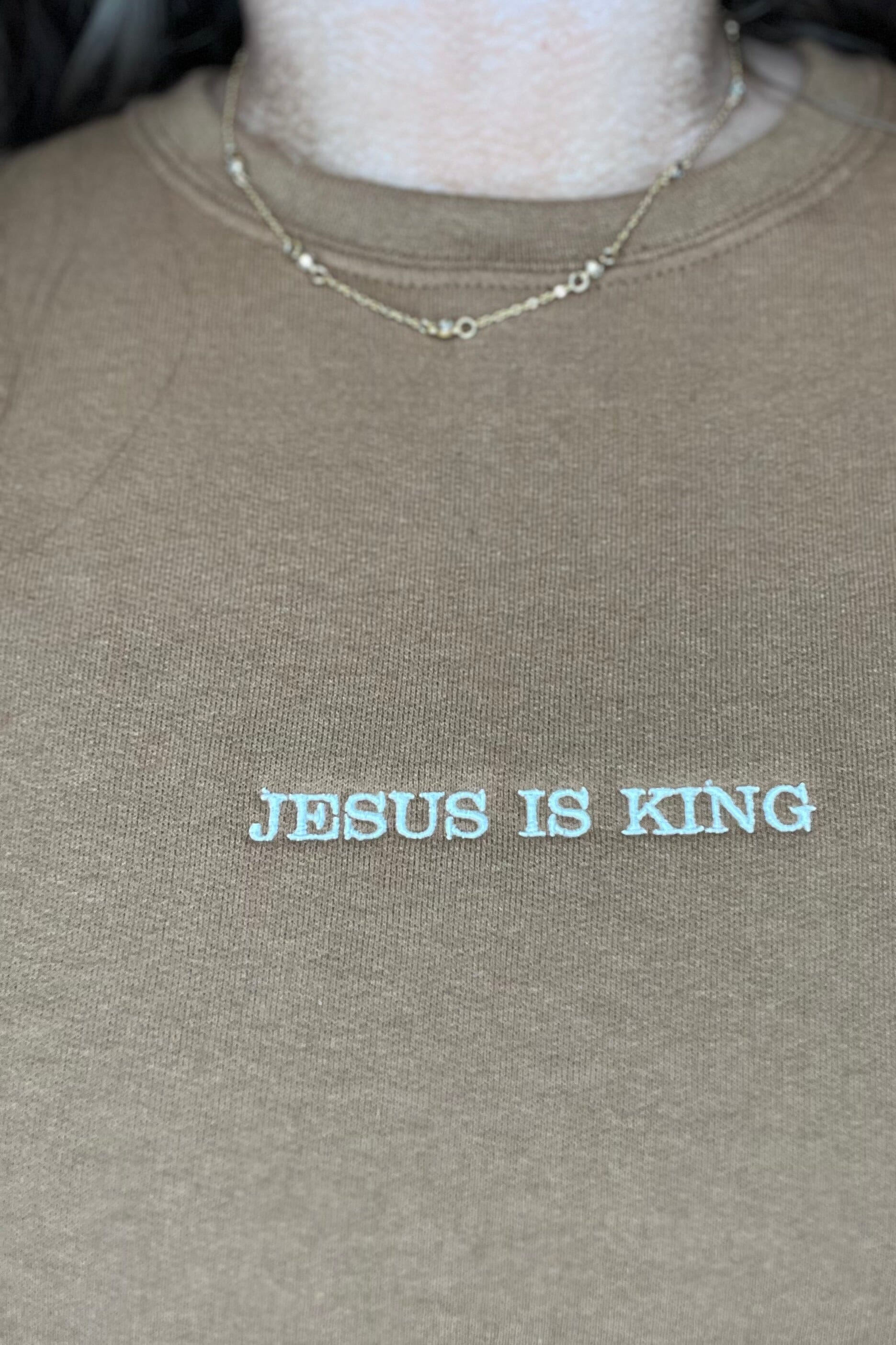 Jesus is King Embroidered Sweatshirt MISSY BASIC KNIT K Lane&