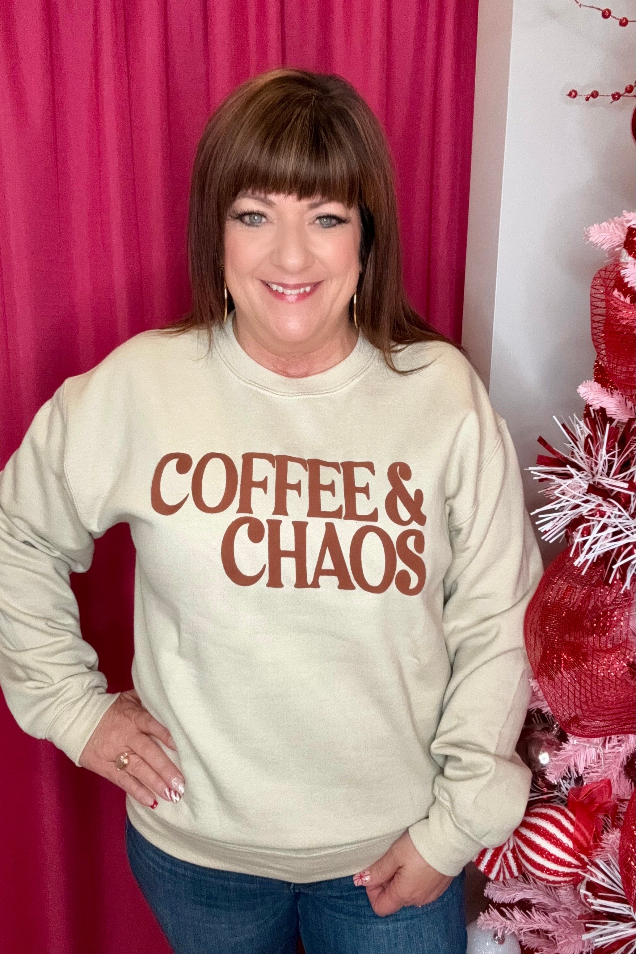 Coffee &amp; Chaos Sweatshirt MISSY BASIC KNIT K Lane&