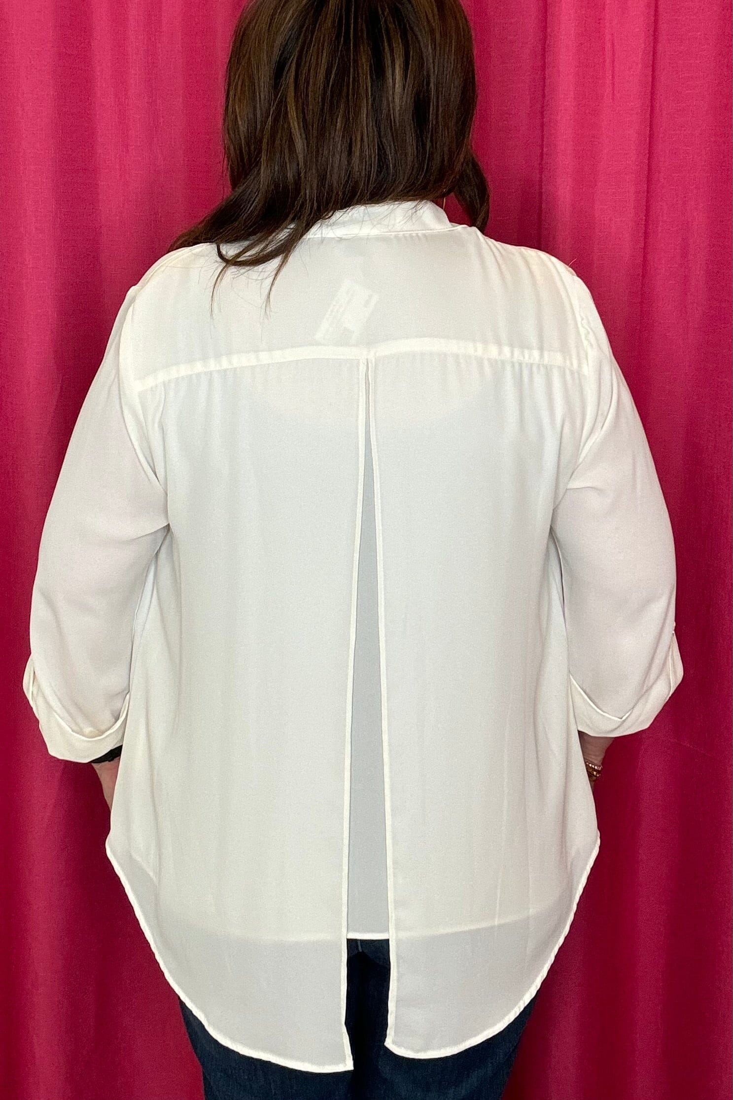 3/4 Sleeve Button Down Slit Back Top MISSY TOP SPECIAL SOUTHERN LADY 