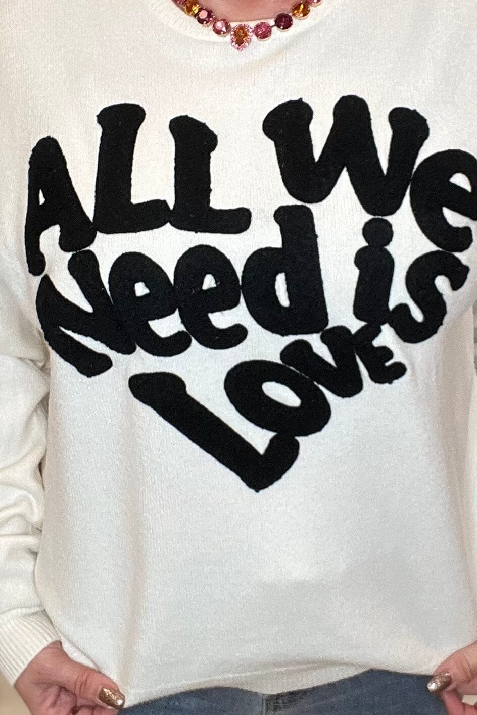 All We Need Is Love Crew Neck Pull Over MISSY TOP SPECIAL CHARLIE B 