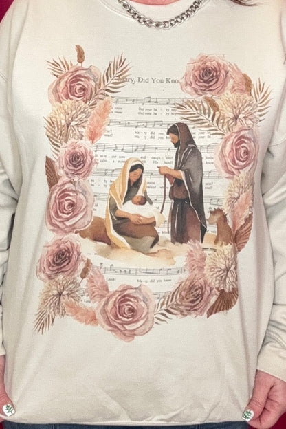 Mary Did You Know Sweatshirt MISSY BASIC KNIT RAISINARROWS 