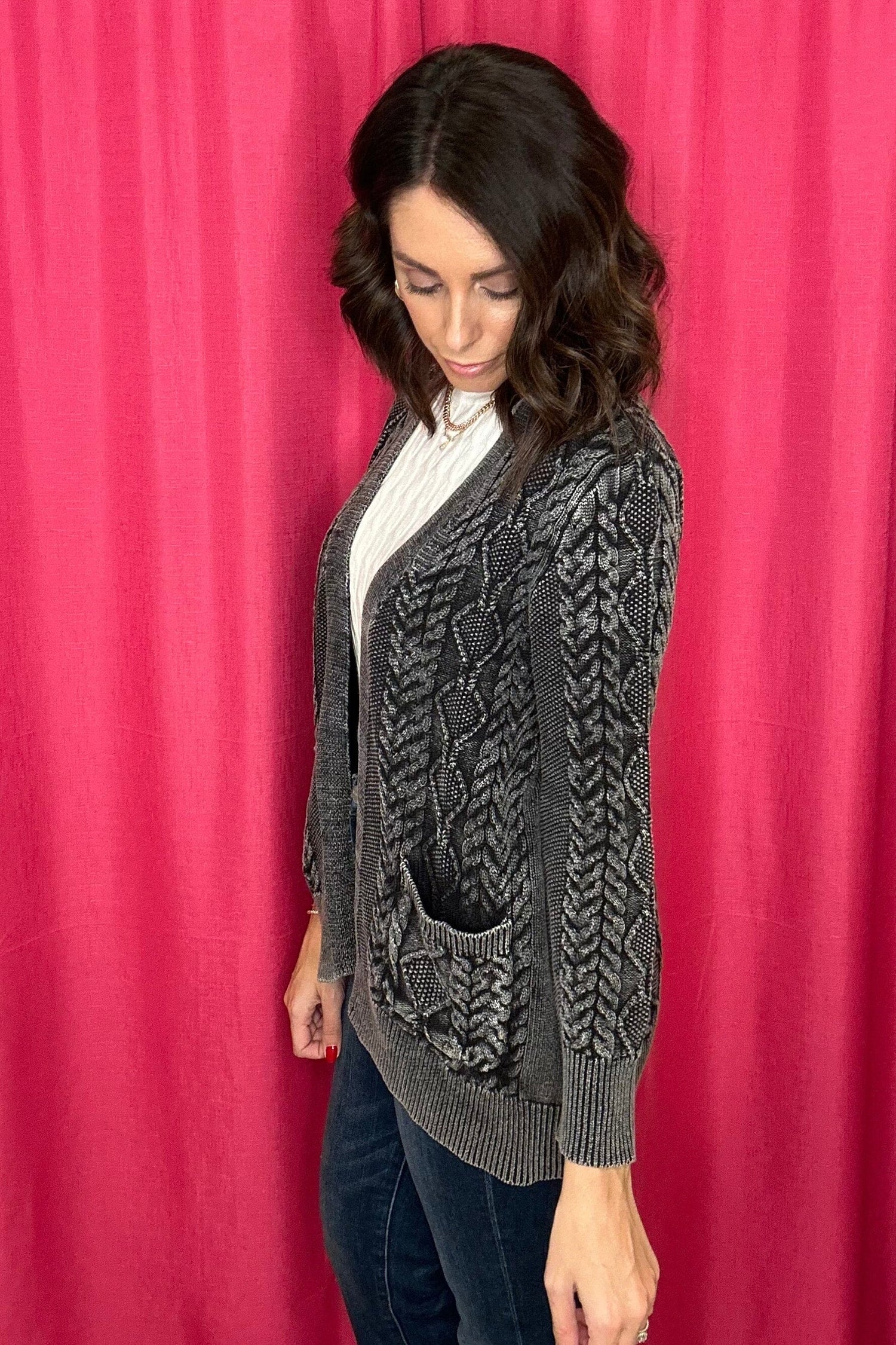 Long Sleeve Textured Cardigan OUTFIT COMPLETER SOUTHERN LADY 