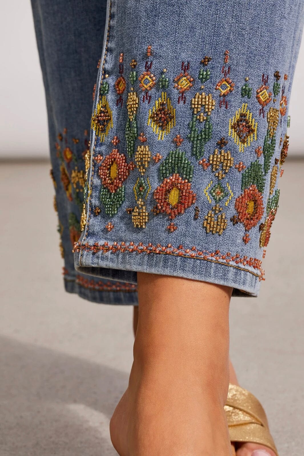 Audrey Pull On Beaded Ankle JEANS Tribal 