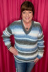 V-Neck Fuzzy Striped Sweater SWEATER Charlie B 