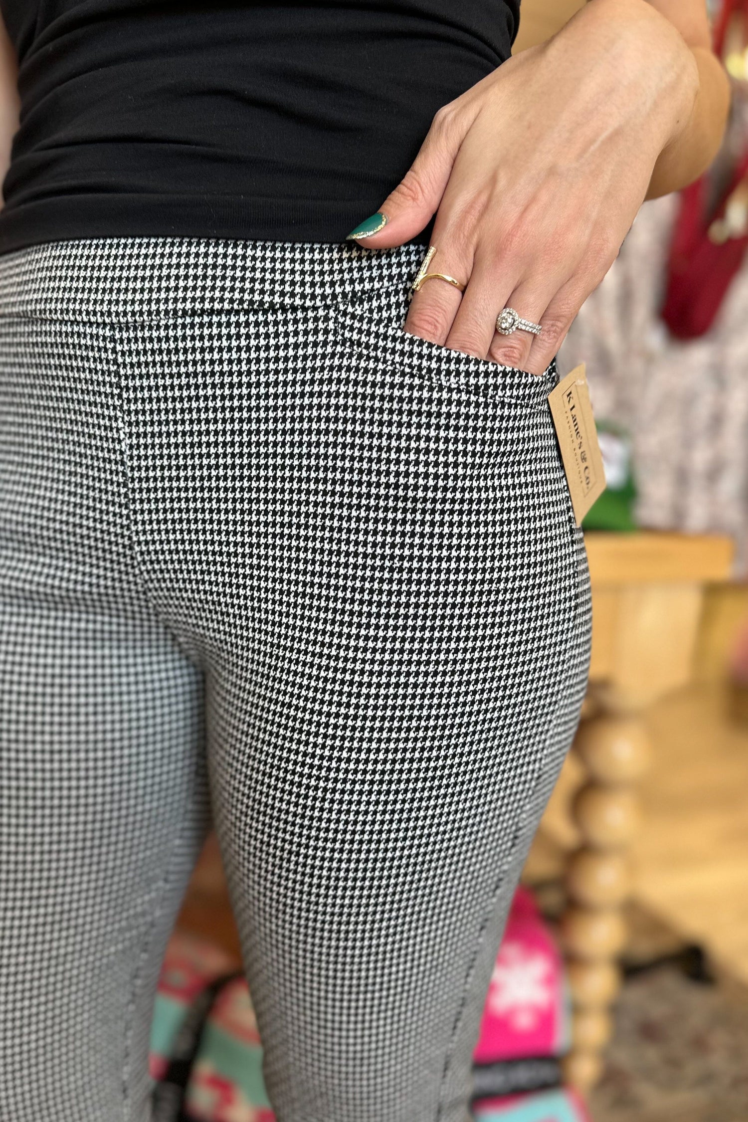 Pull on Houndstooth Pant w/Pockets BOTTOMS SOUTHERN LADY 