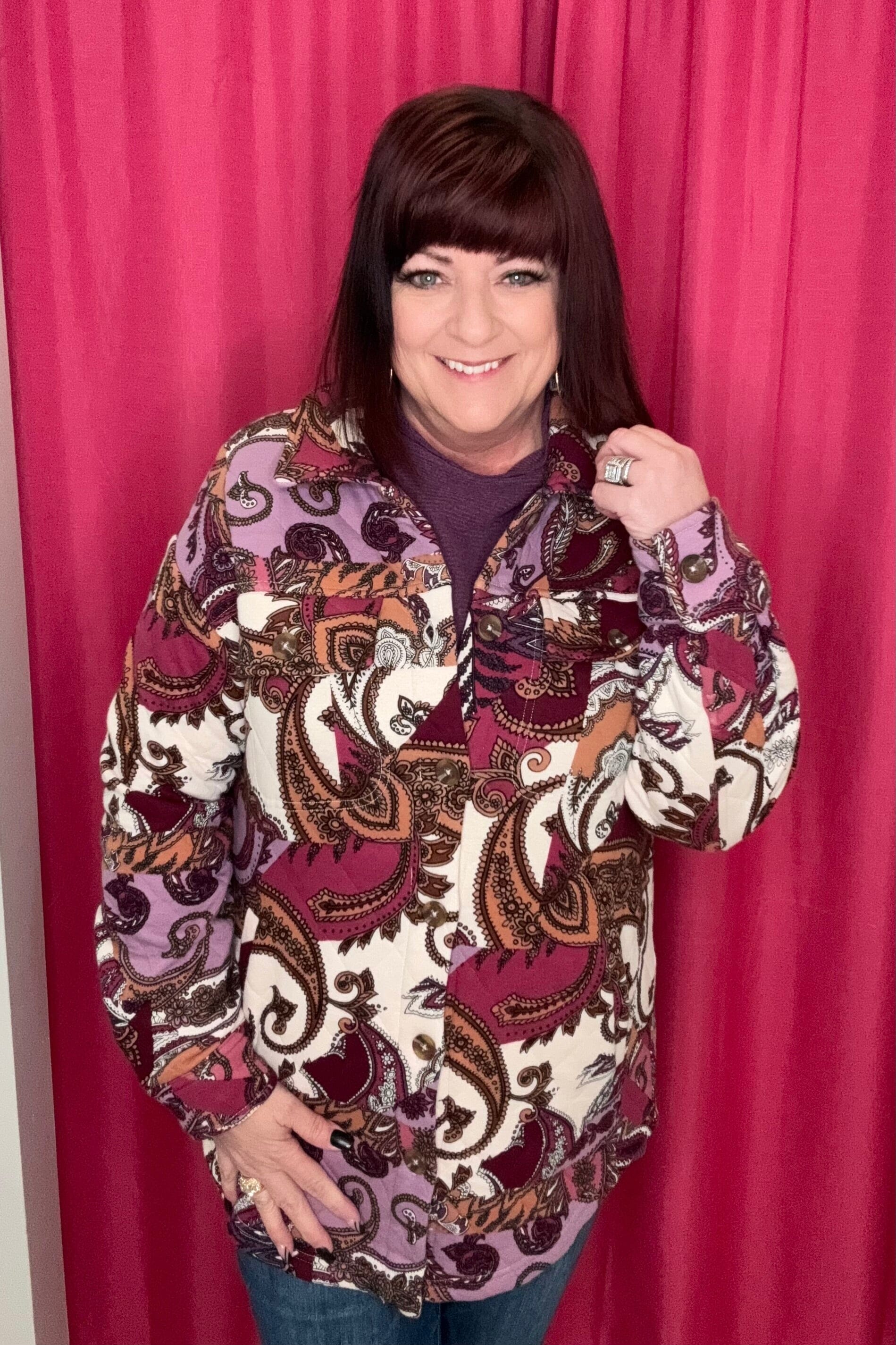 Quilted Paisley Shacket OUTFIT COMPLETER TRIBAL 