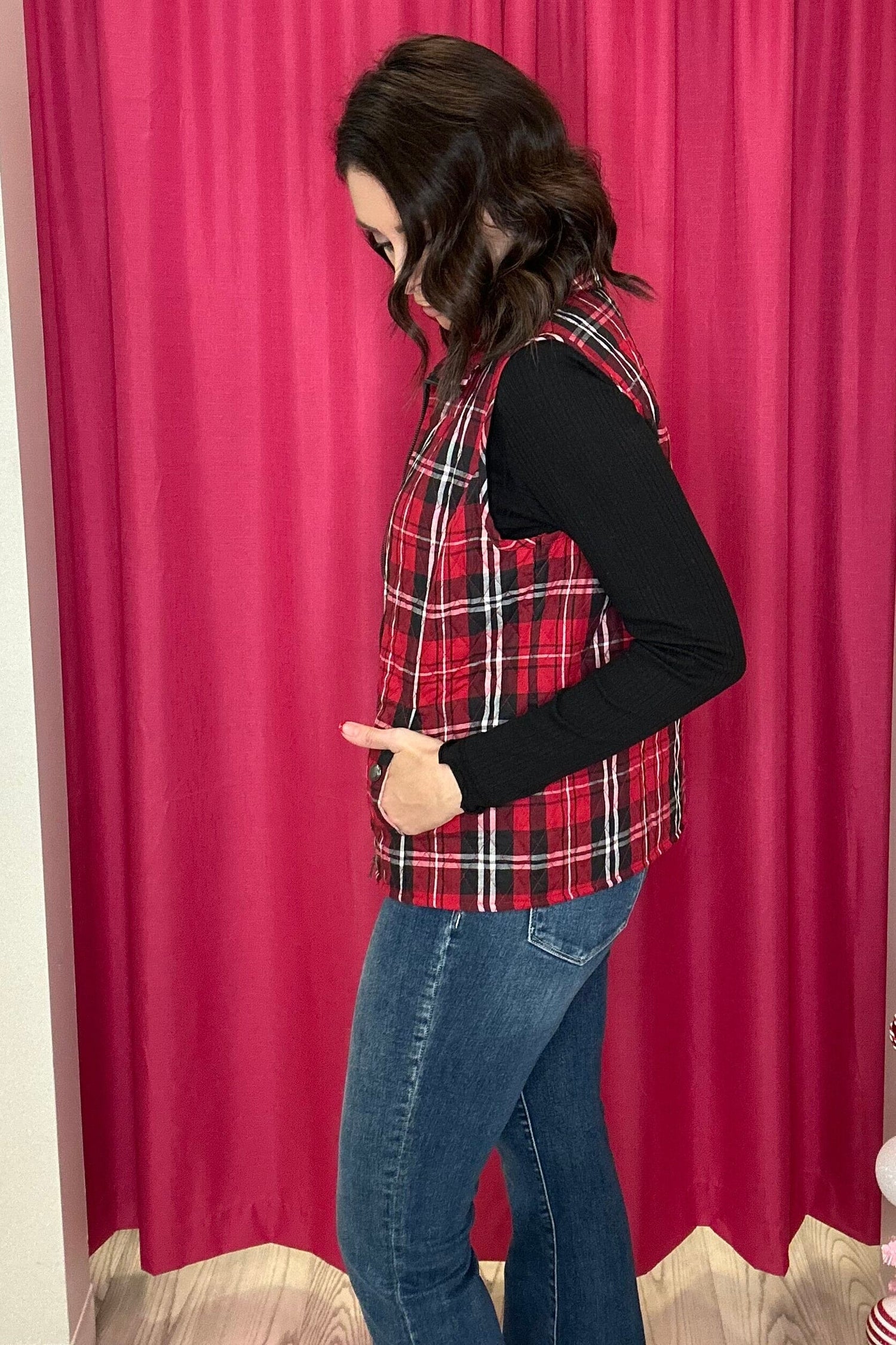 Zip Up Plaid Vest OUTFIT COMPLETER SOUTHERN LADY 