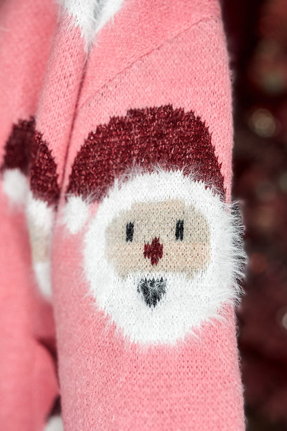 Long Sleeve Fuzzy Cardigan with Santas OUTFIT COMPLETER DREAMERS 