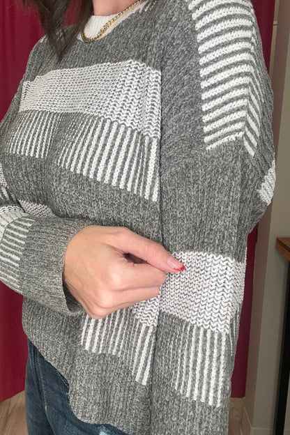 Crew Neck Multi Stripe Sweater SWEATER HEM AND THREAD 