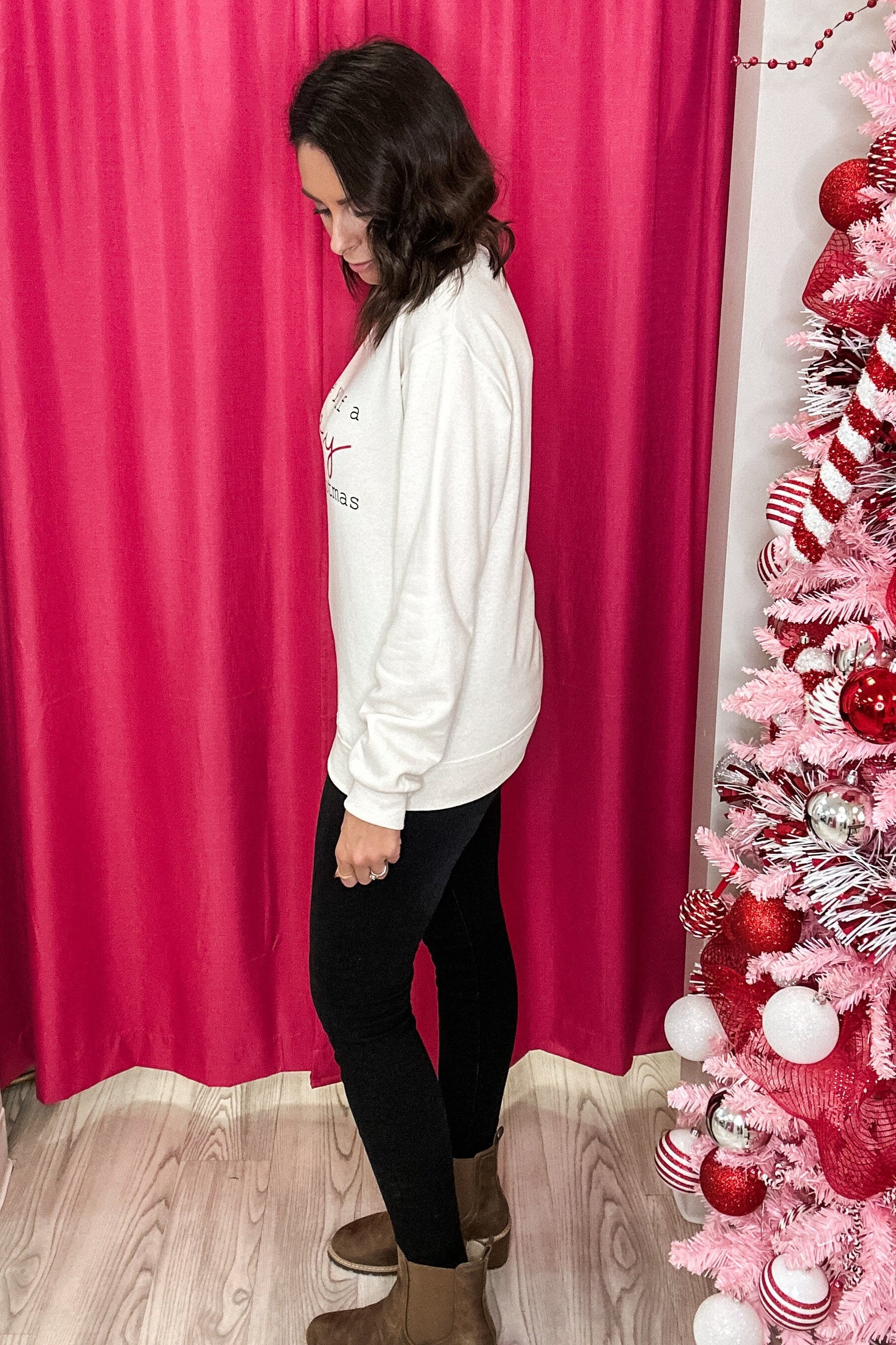 Merry Little Christmas Crew Neck Sweatshirt MISSY BASIC KNIT K Lane&