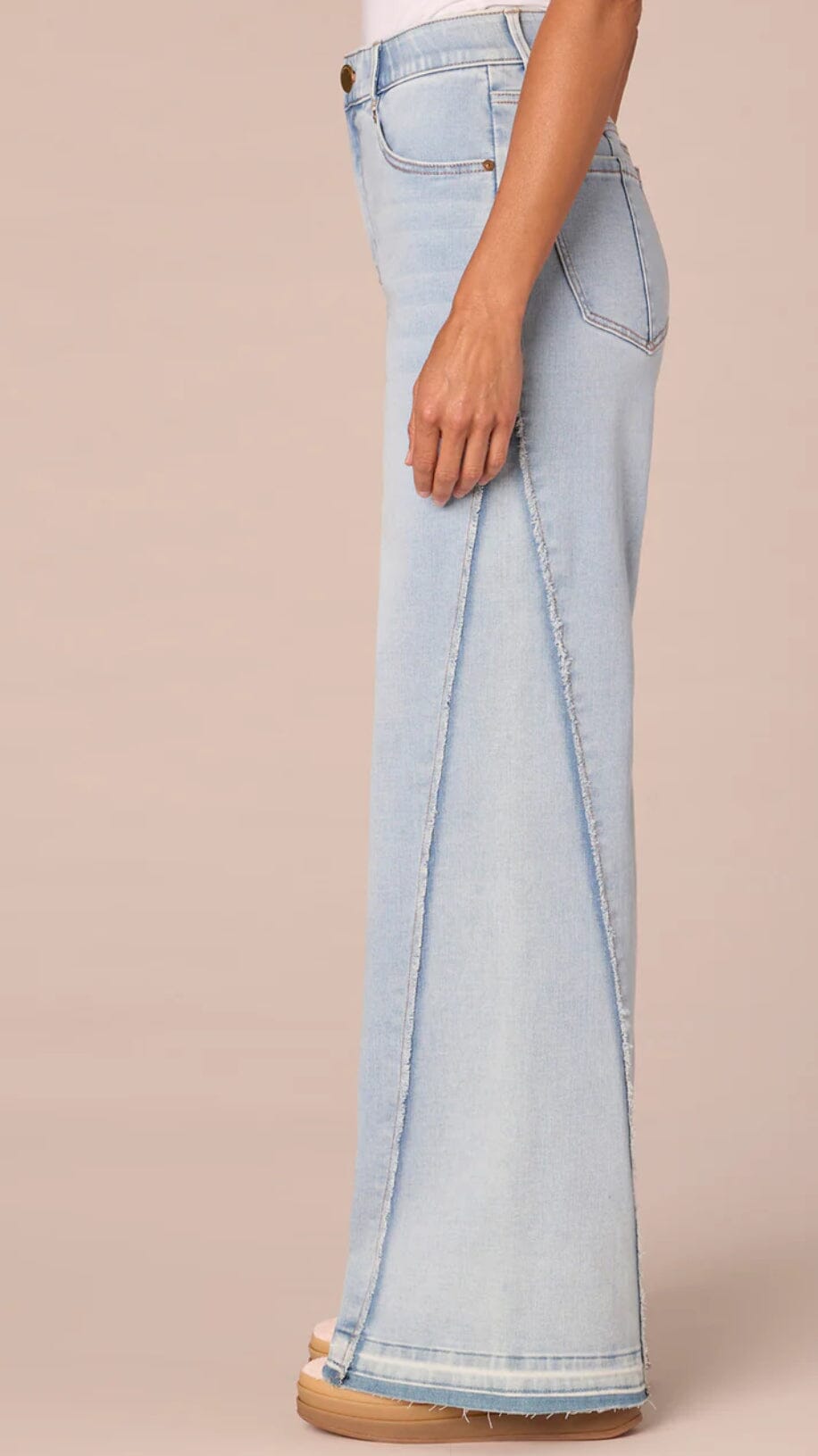 &quot;Ab&quot;solution Skyrise Diagonal Fray Panel Released Hem Wide Leg Jeans JEANS DEMOCRACY 