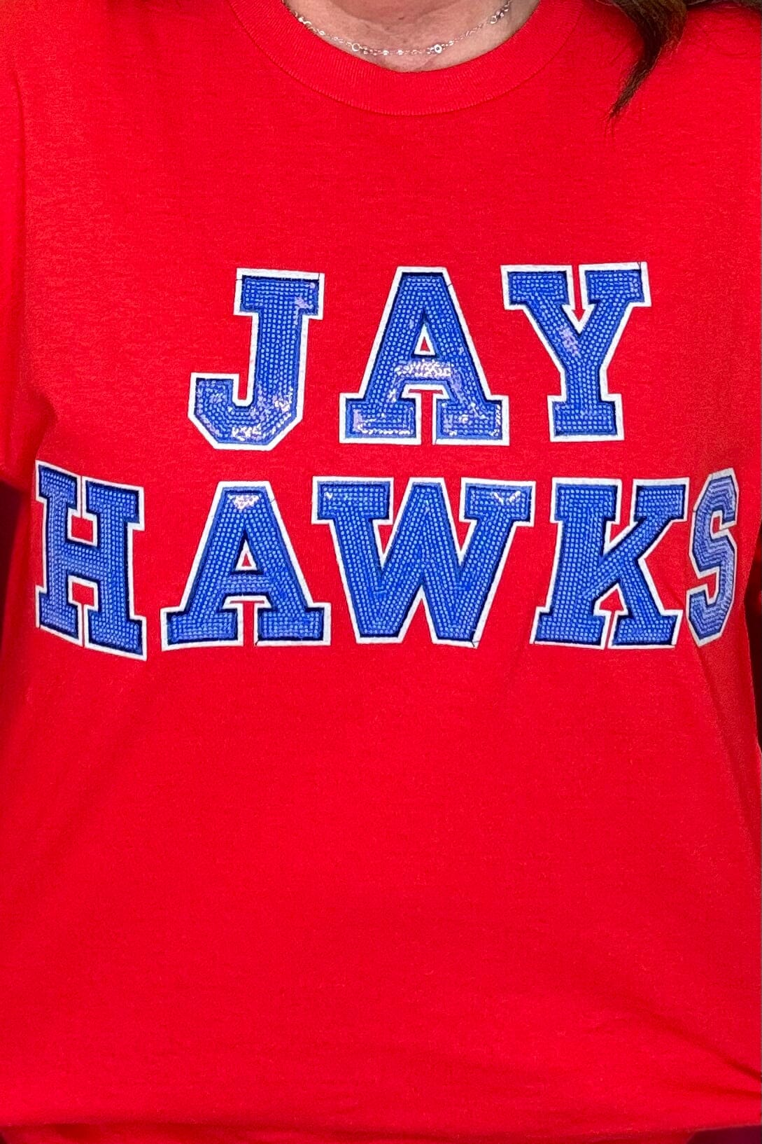 Jayhawks Long Sleeve Shirt MISSY BASIC KNIT SUGAR STITCH 