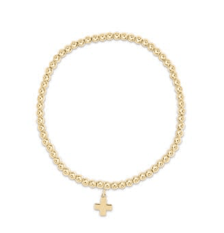 Classic Gold 3mm Bead Bracelet - Signature Cross Gold Charm JEWELRY ENEWTON 