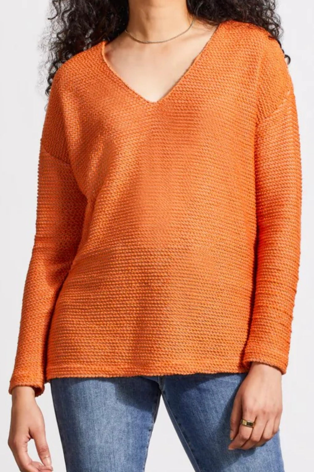 V-Neck Textured Tunic with Side Slits