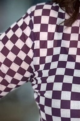 Checkered Meshed Out Mesh Shirt MISSY BASIC KNIT STERLINGKREEK 