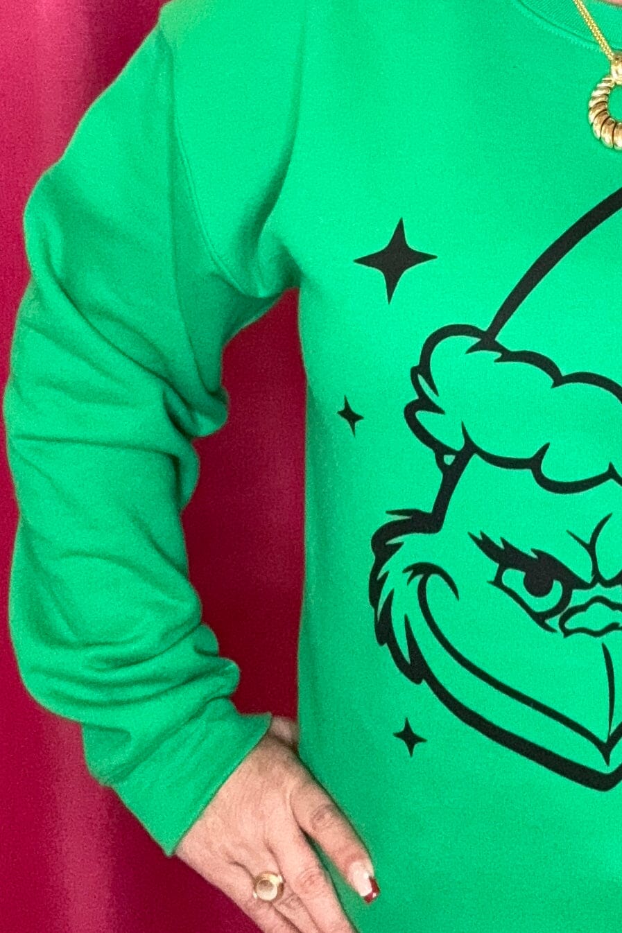 Grinch Sweatshirt MISSY BASIC KNIT FOX AND OWL 