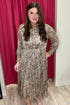 Button Down Shimmer Animal Print Midi Dress DRESS SHE&SKY 