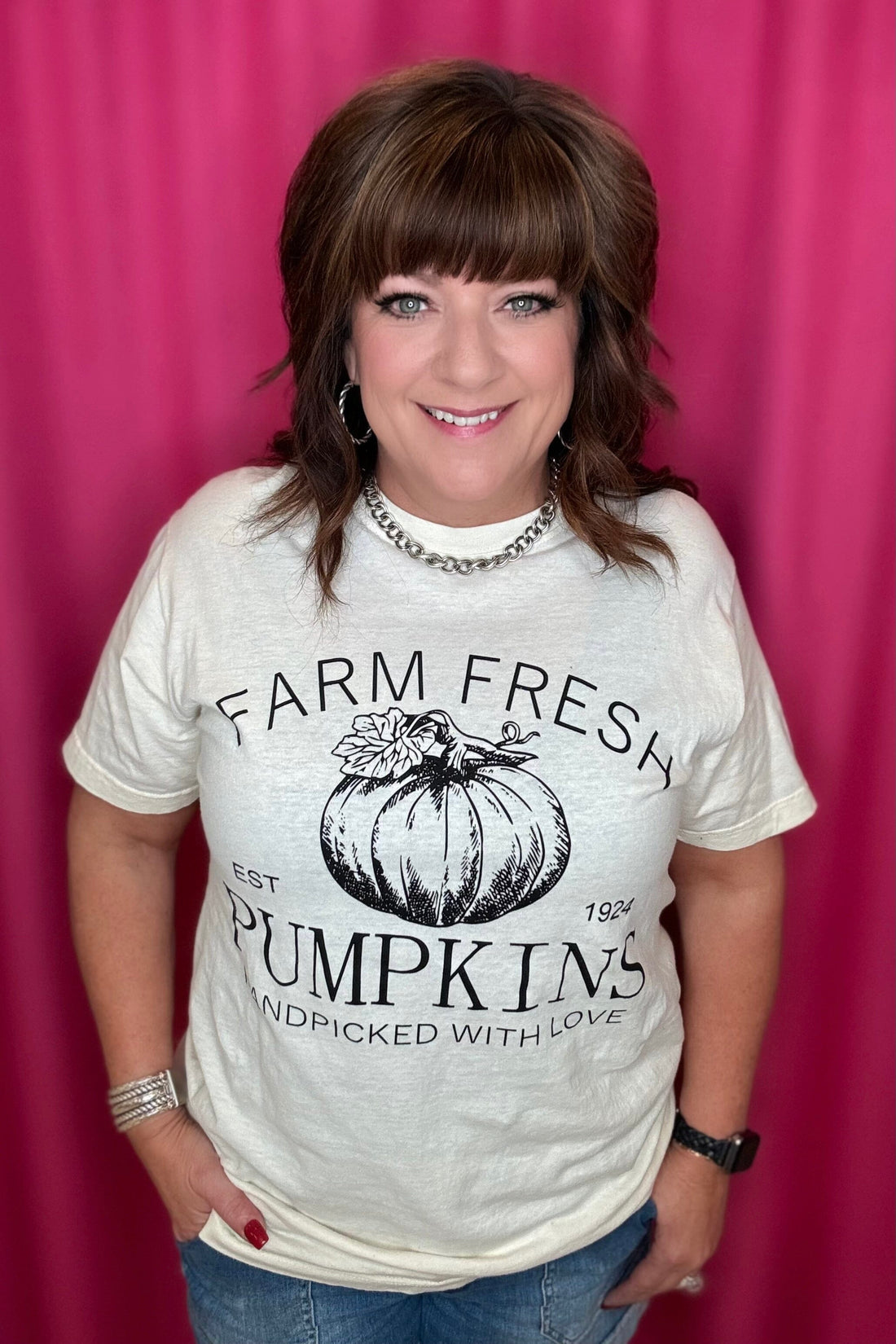 Farm Fresh Pumpkin T-Shirt MISSY BASIC KNIT FOX AND OWL 