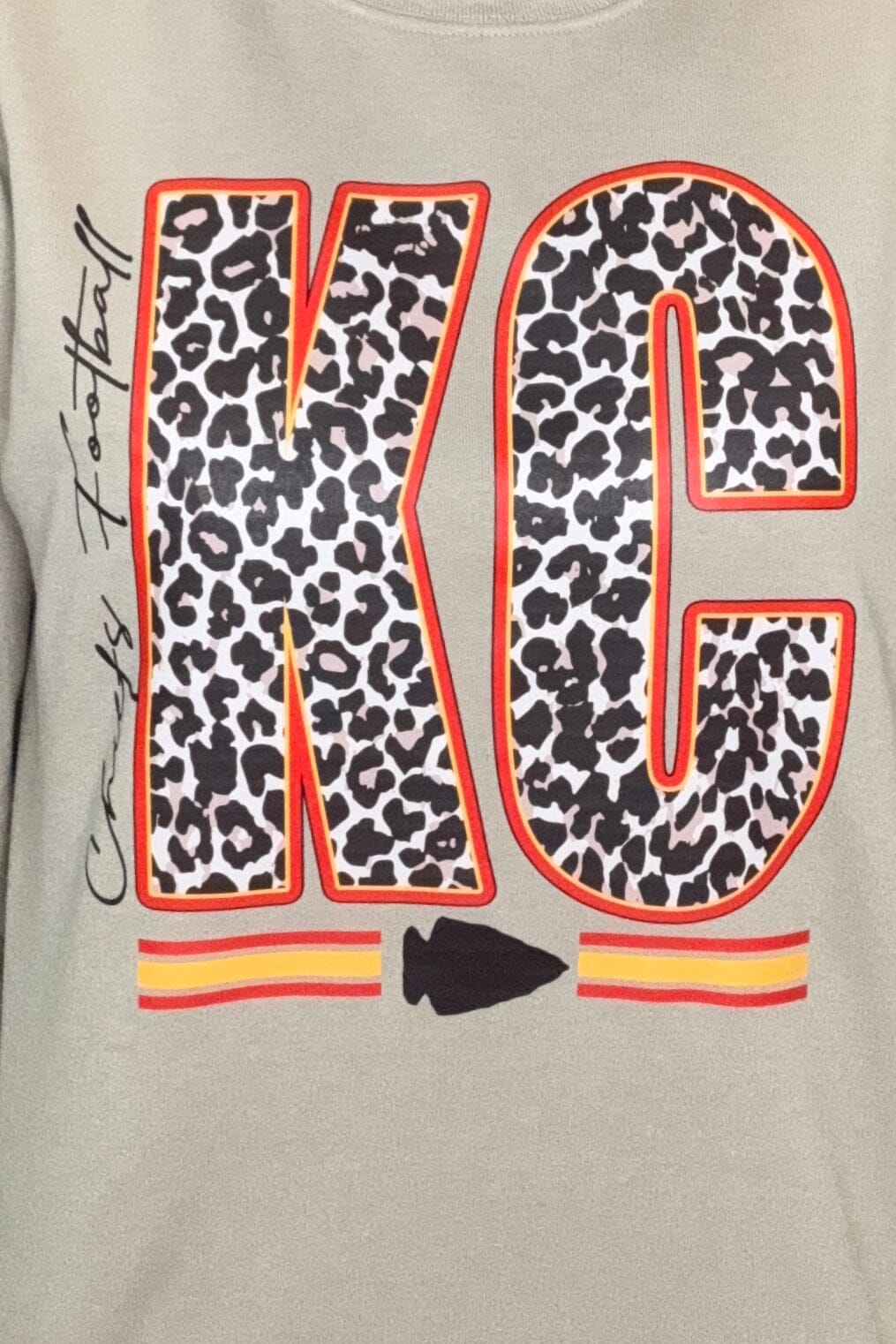 KC Leopard Letters Crew Neck Sweatshirt MISSY BASIC KNIT K Lane&