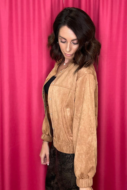 Suede Button Down Jacket with Gathered Waist OUTFIT COMPLETER ZAC &amp; RACHEL 