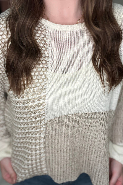 Crocheted Sweater Scoop Neck with Tie Back JRTOP CASUAL TOP BLUPEPPER 