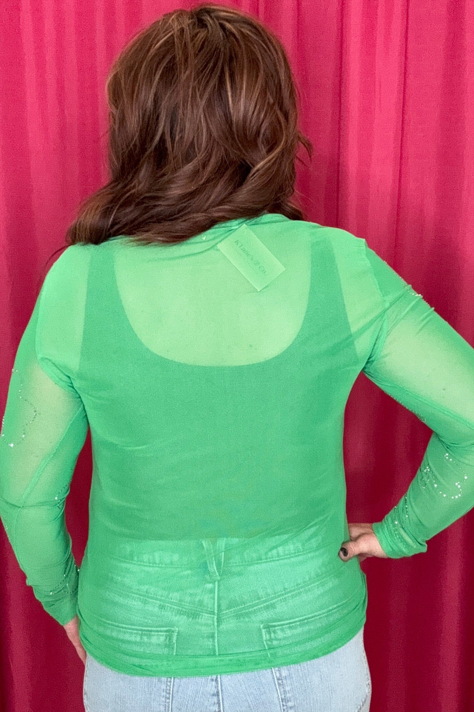 Lucky Mesh Top with Rhinestones MISSY BASIC KNIT K Lane&