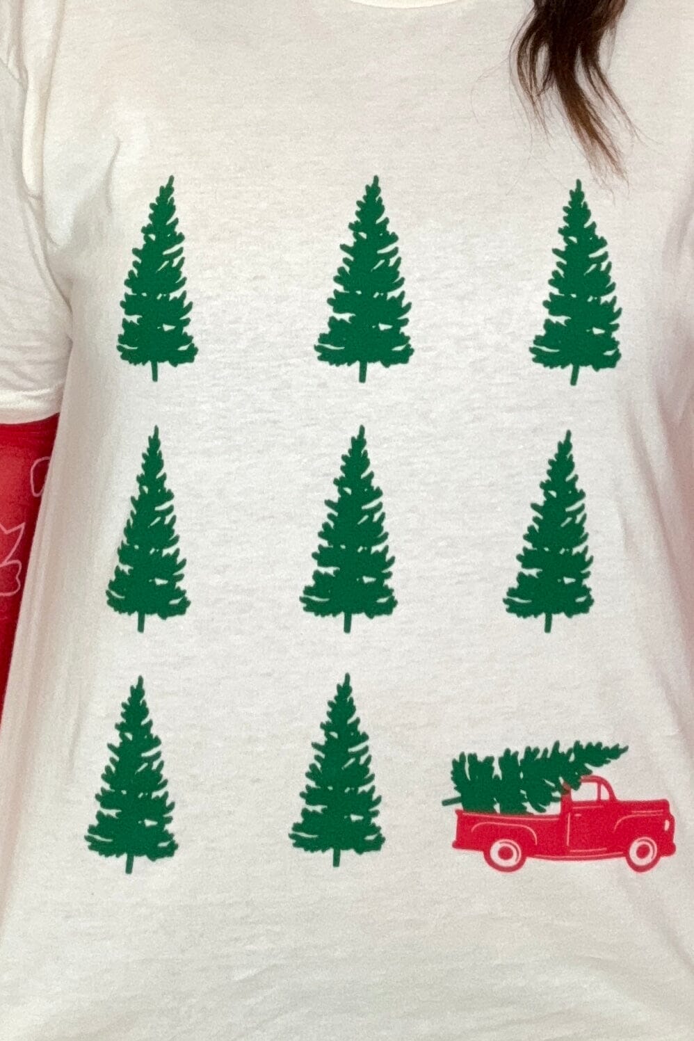 Trees with Red Truck Tee MISSY BASIC KNIT K Lane&