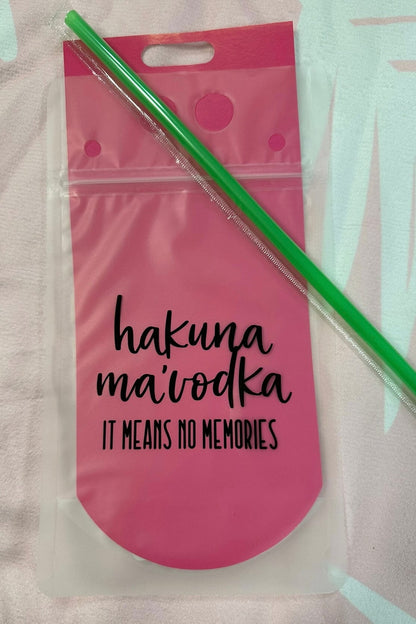 Drink Pouch With Straw GIFT/OTHER Drink Pouch Party HAKUNA 