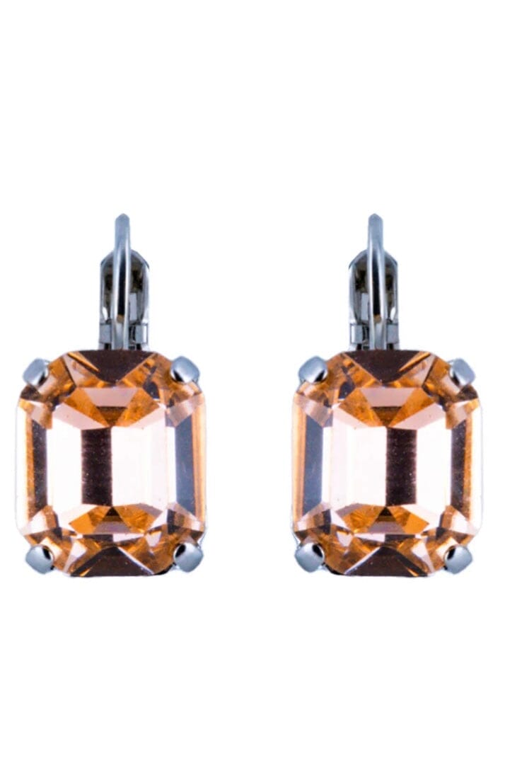 Emerald Cut Leverback Earrings in Light Peach BETTERBRANDJEWELRY Mariana 