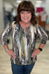 V-Neck Printed Top with Metal Hoop Detail MISSY TOP SPECIAL SOUTHERN LADY 