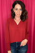 Smocked Cuff Blouse MISSY TOP SPECIAL ZAC & RACHEL RED S 