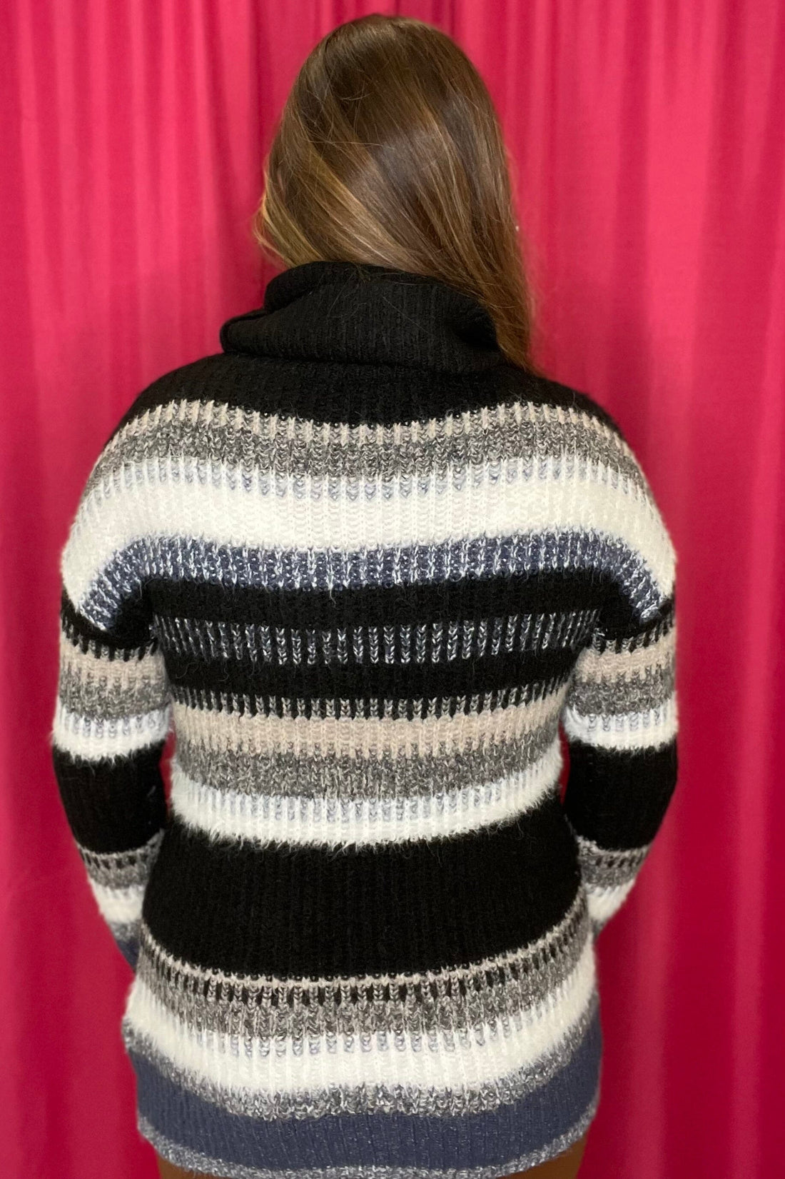 Striped Cowl Neck Sweater SWEATER Charlie B 