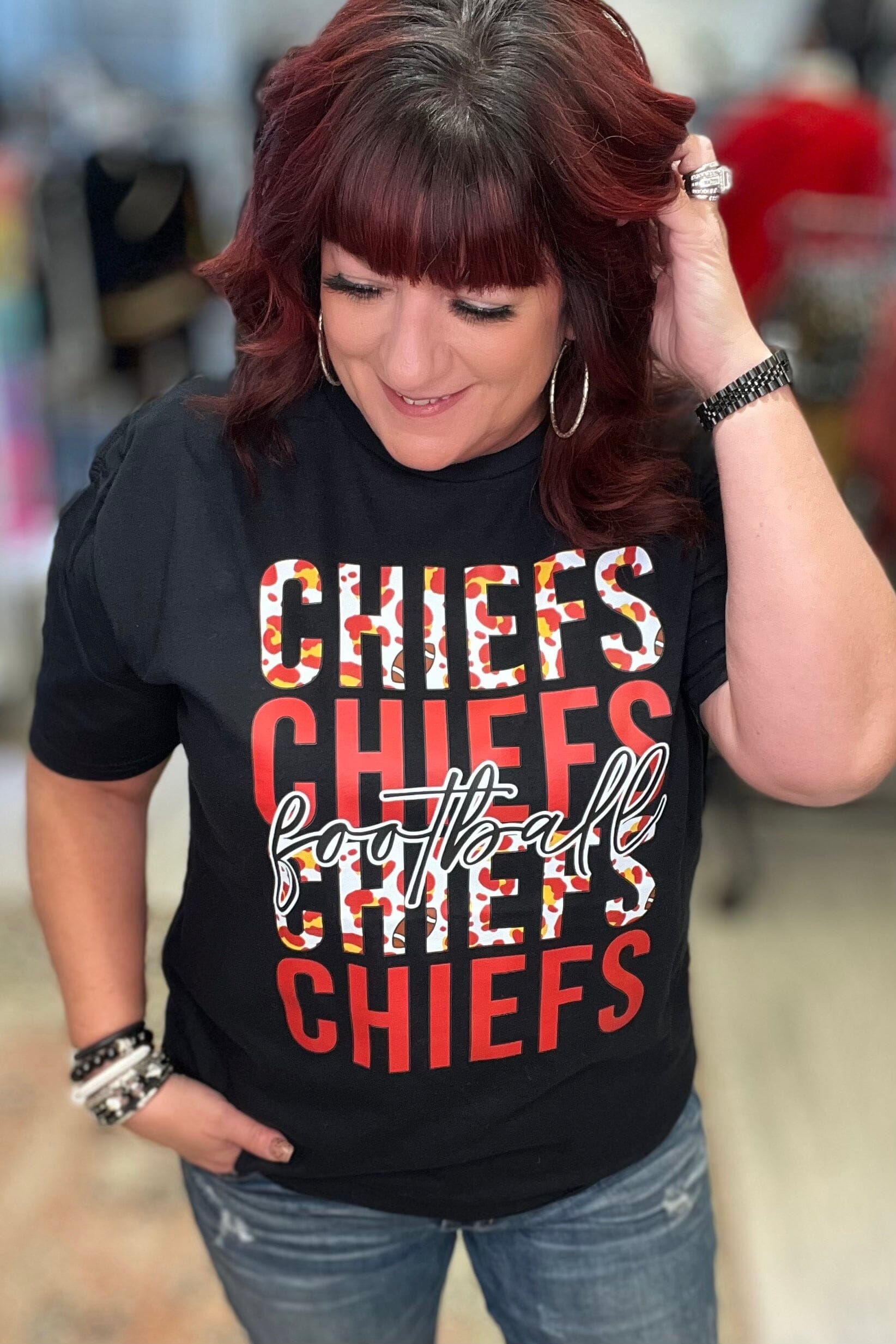 Women's KC Chiefs Stacked Tee - Black