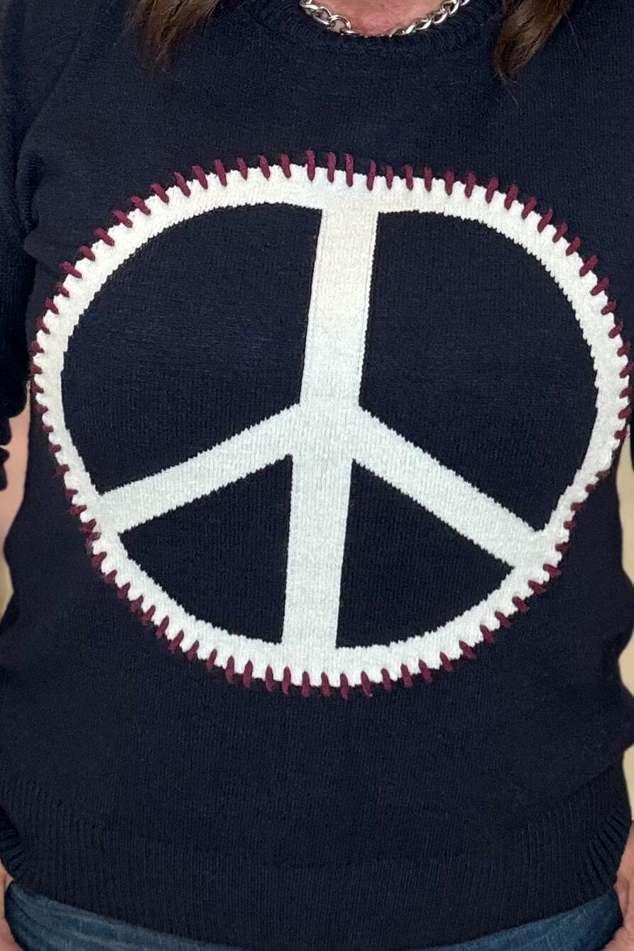 Peace Sign Sweater w/Stitch Detail MISSY TOP SPECIAL CHARLIE B 