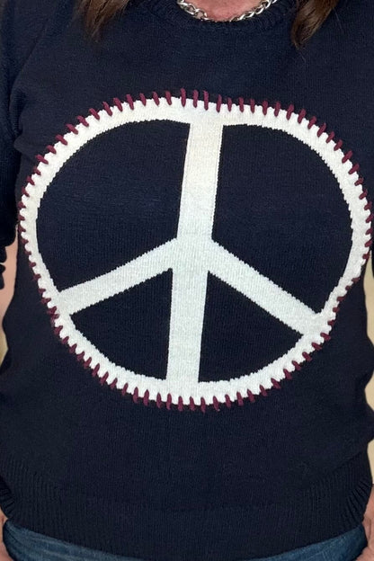 Peace Sign Sweater w/Stitch Detail MISSY TOP SPECIAL CHARLIE B 