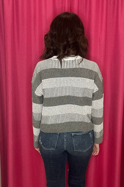 Crew Neck Multi Stripe Sweater SWEATER HEM AND THREAD 