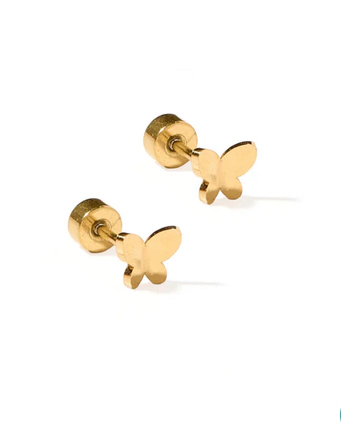 Billie Butterfly Gold Screwback Studs JEWELRY LINNY CO 