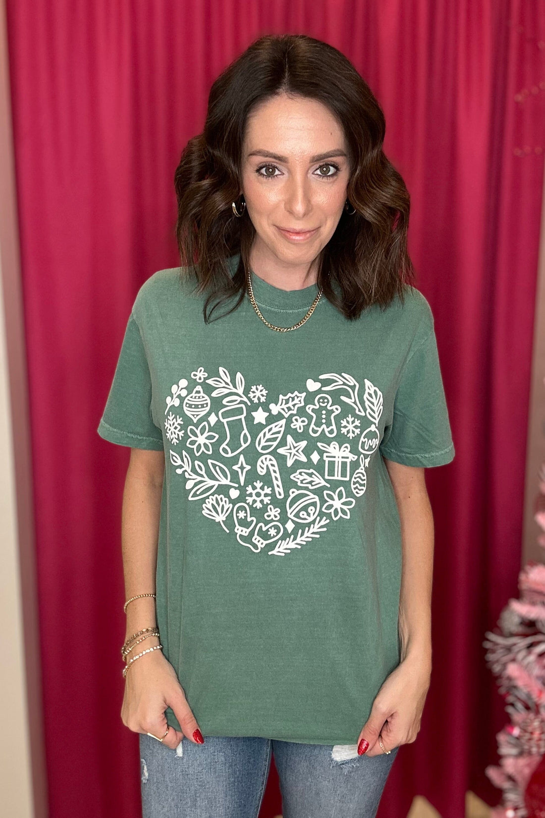 Christmas Festive Heart Tee MISSY BASIC KNIT D&amp;E TEES 