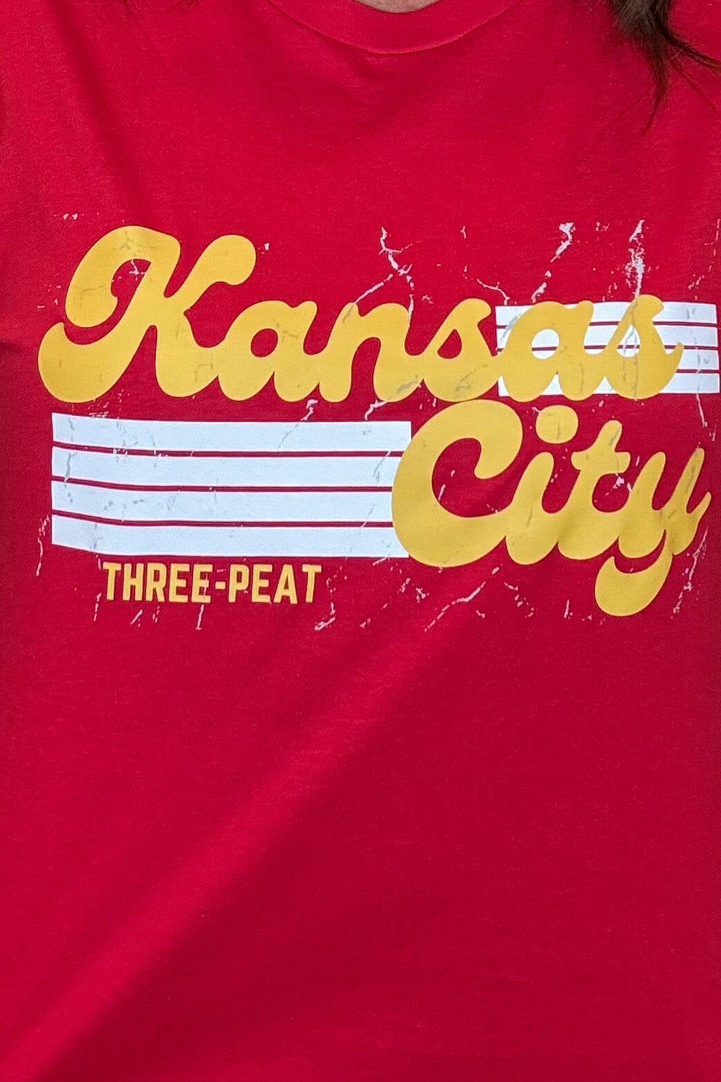 KC Threepeat Tee MISSY BASIC KNIT FARMTOWN PRINTING 