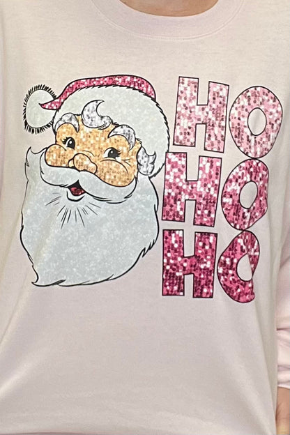 Ho Ho Ho Pink Santa Sweatshirt MISSY BASIC KNIT K Lane&