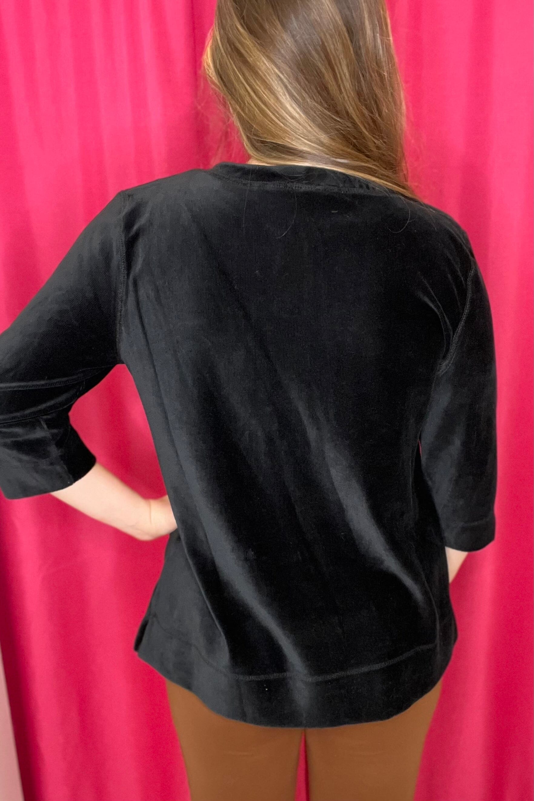 3/4 Sleeve Ribbed Velvet Pull Over with Drawstring MISSY TOP SPECIAL SOUTHERN LADY 