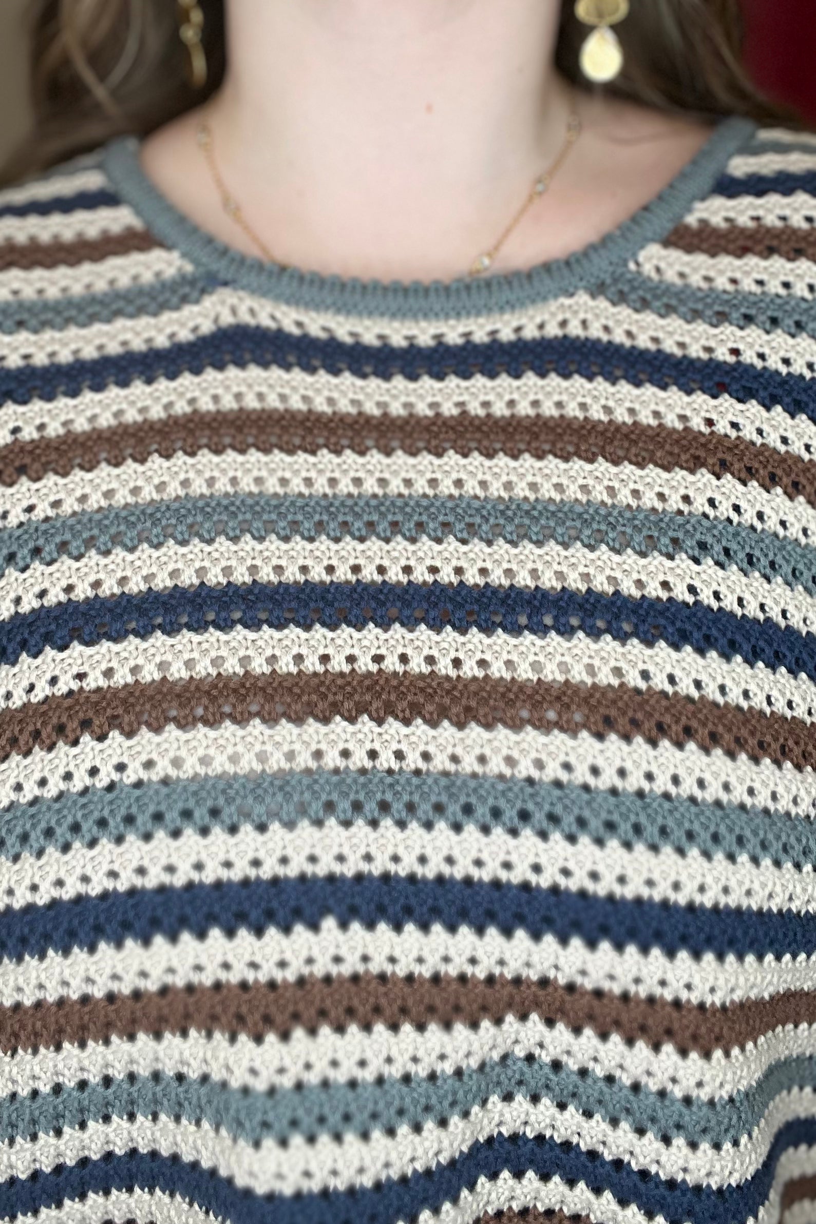 Striped Crochet Knit Sweater SWEATER EE:SOME 