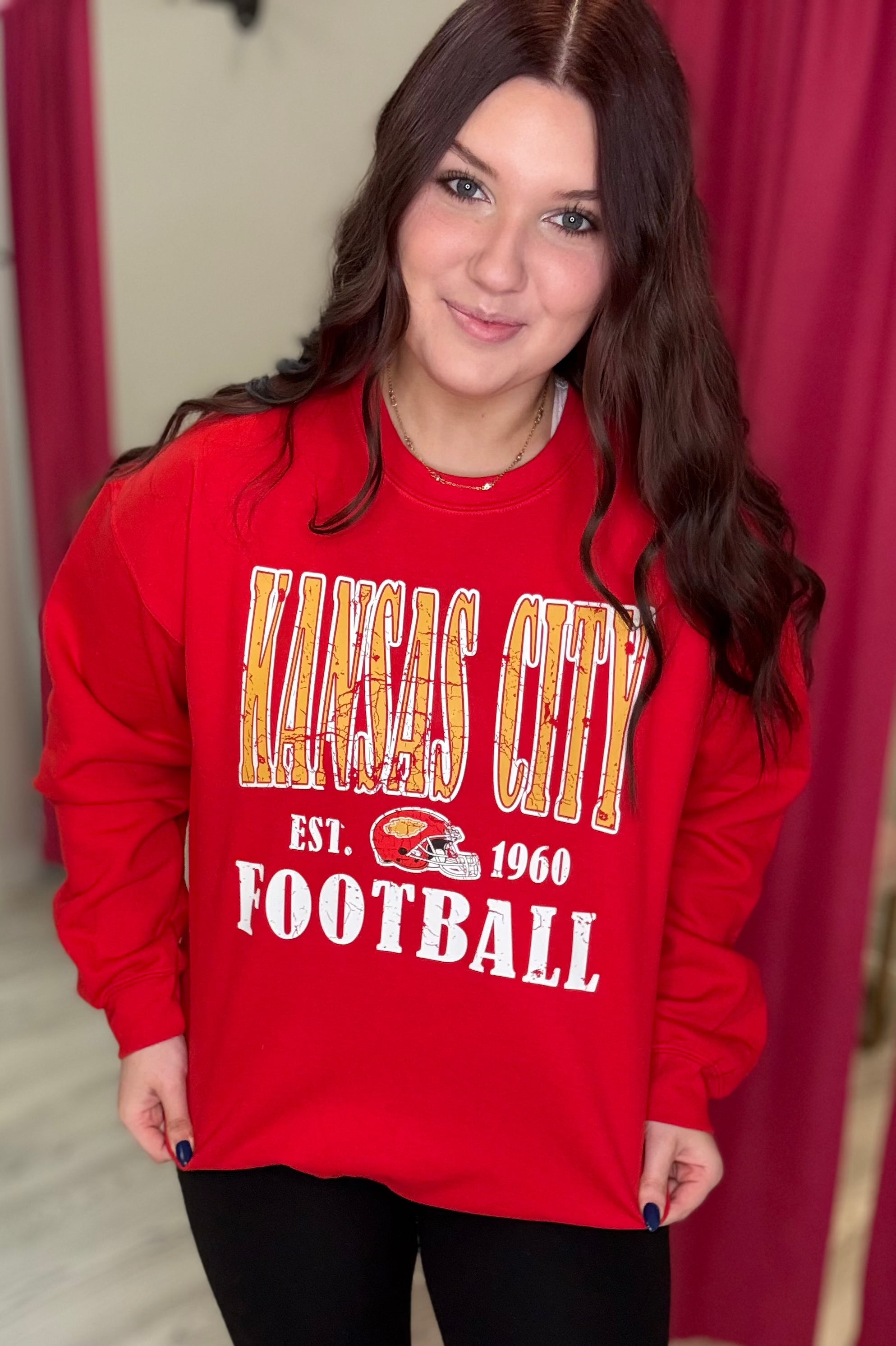 KC Football Est. 1960 Crew Neck Sweatshirt MISSY BASIC KNIT K Lane&