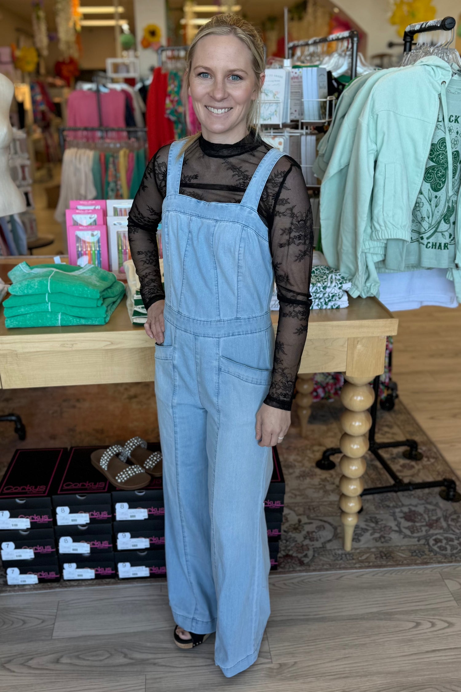 BLUE THREAD Denim Jumpsuit With Adjustable Straps DRESS TRIBAL 