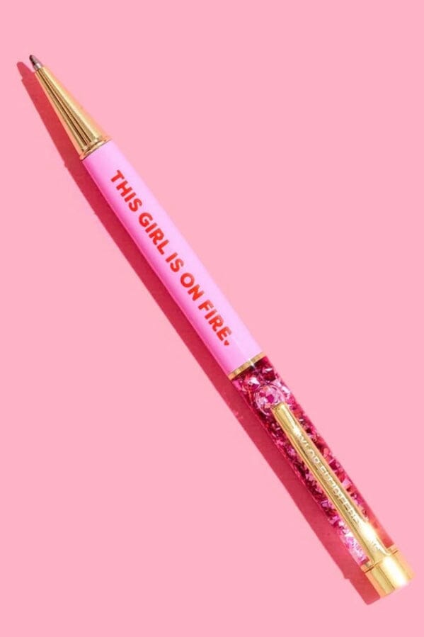 Pink This Girl is on Fire Pen with Liquid Confetti GIFT/OTHER TAYLOR ELLIOTT DESIGNS 