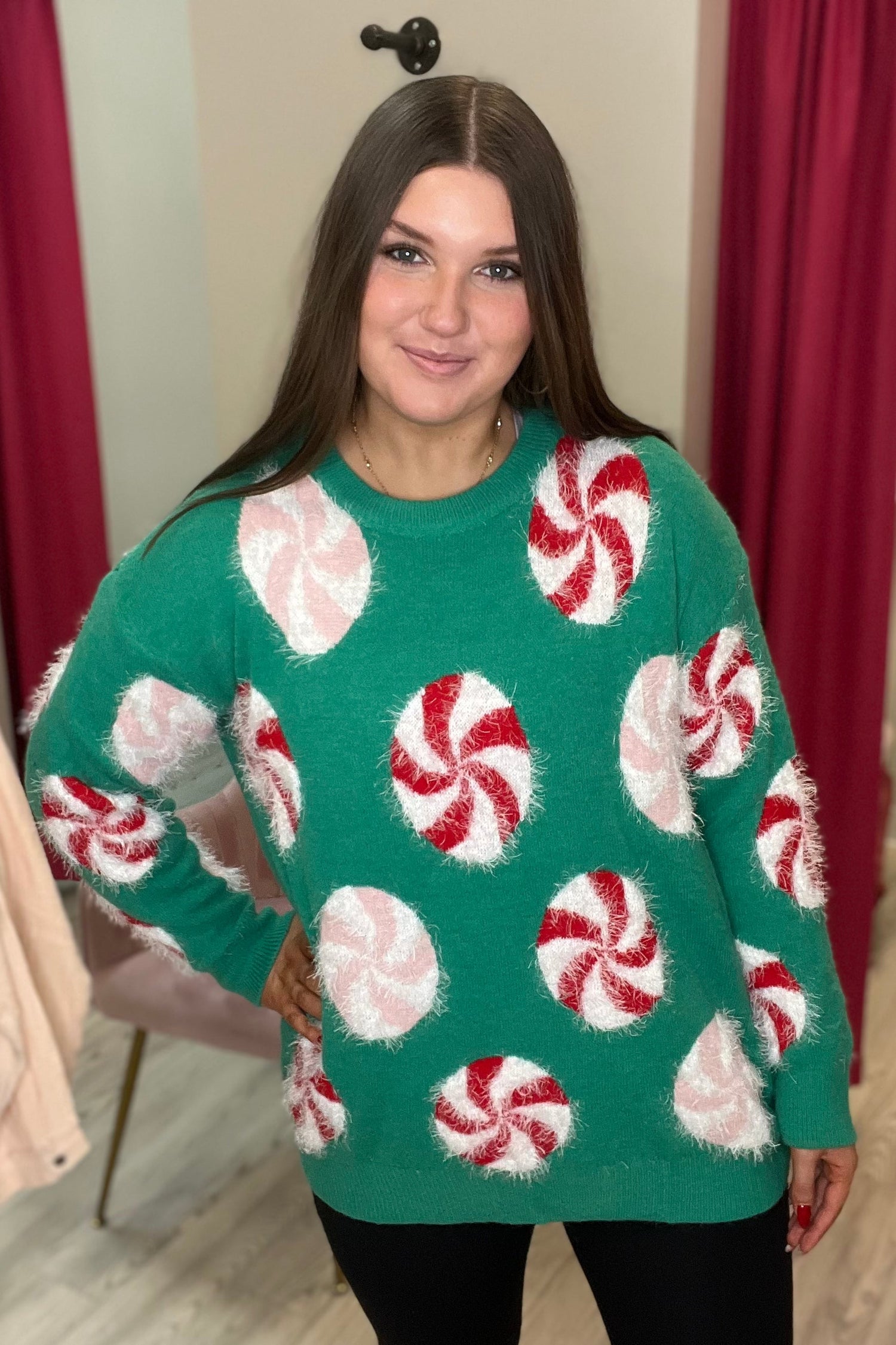 Fuzzy Peppermint Sweater SWEATER SIMPLY SOUTHERN 