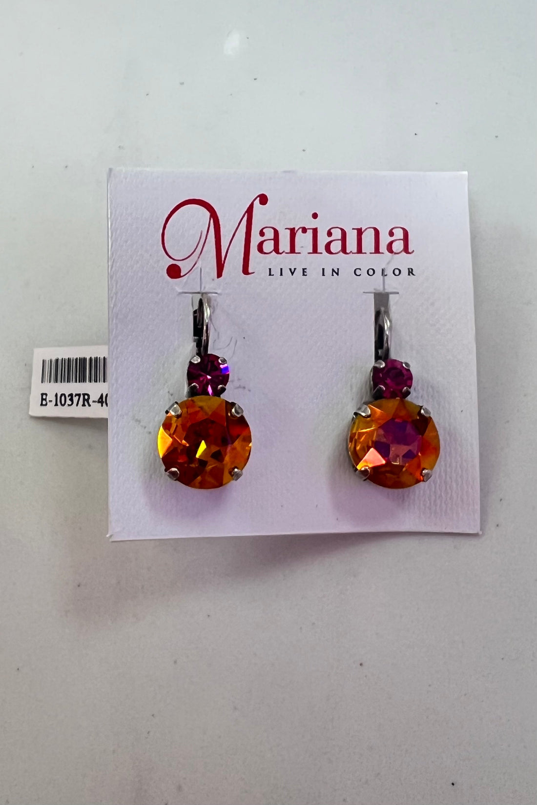 Large Double Stone Leaver Back Earrings in &quot;Bougainvillea&quot; in Silver Plating BETTERBRANDJEWELRY Mariana 